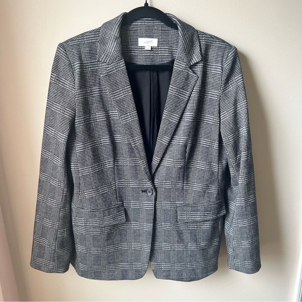 LOFT - Monochrome Checkered Blazer - Size 10